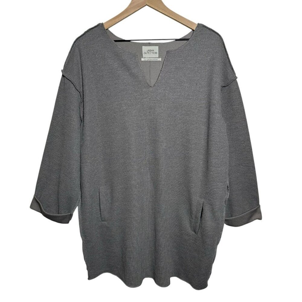 Urban Outfitters Gray Small Oversize Top Small Ribbed Sweater Long Sleeve Lounge
